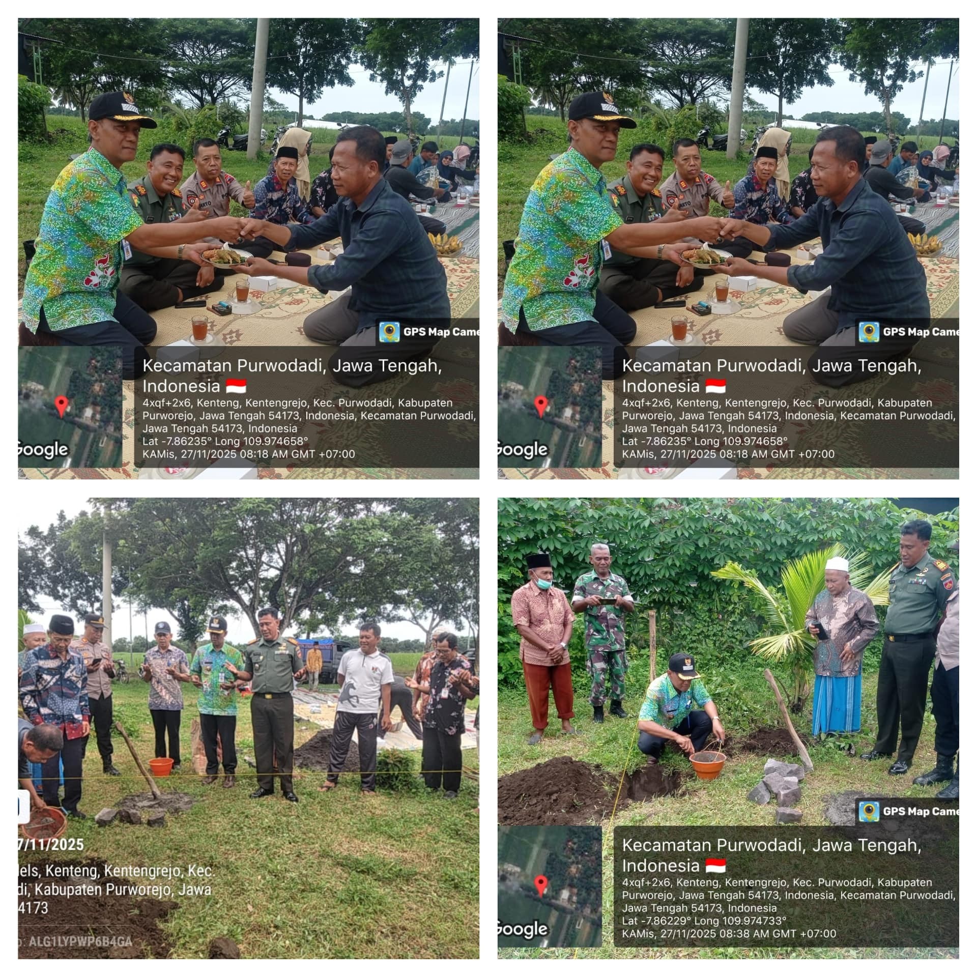 Tasyakuran pembangunan peletakan batu pertama Koperasi Desa Merah Putih (KDMP)  Desa Kentengrejo, Camat Purwodadi hadir
