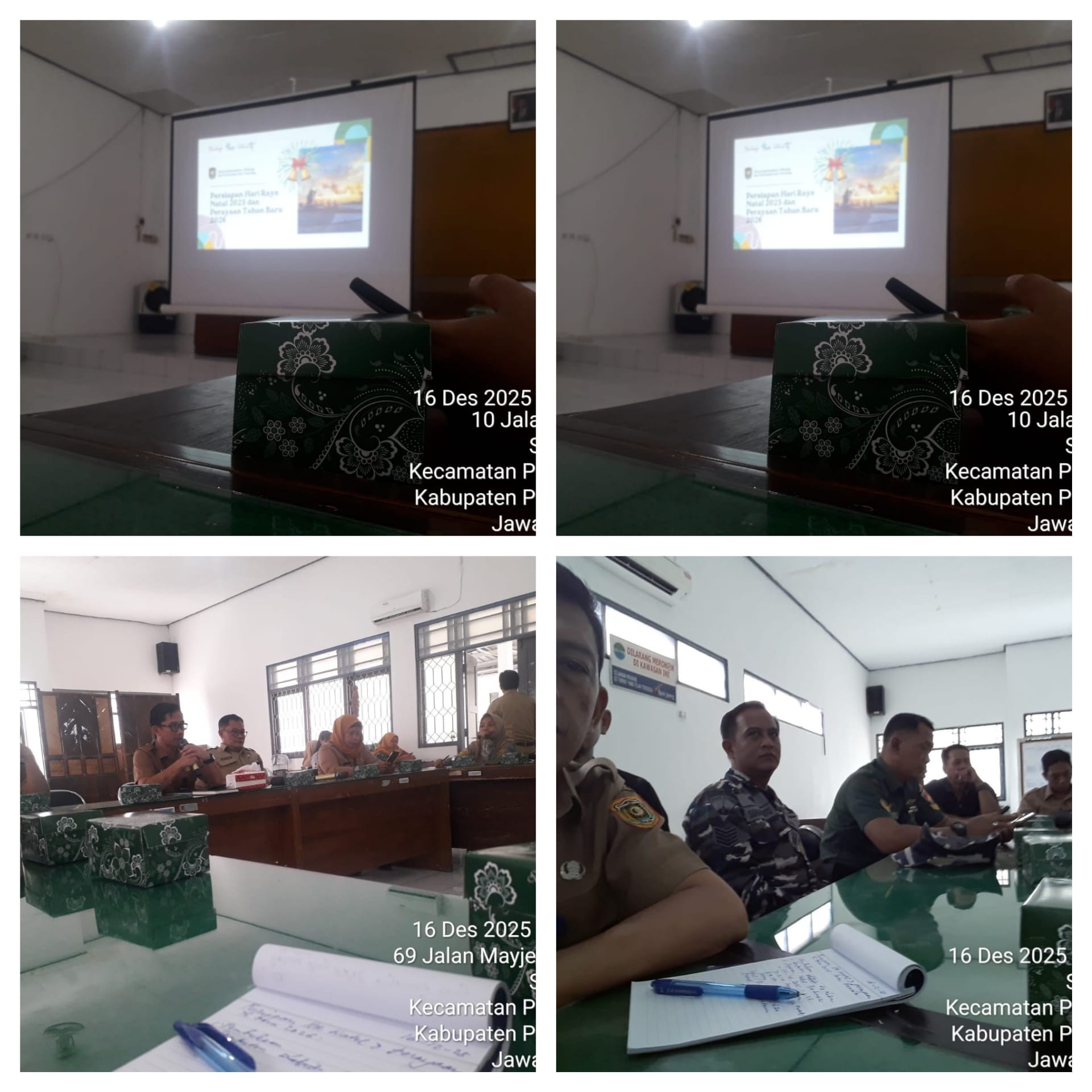 Rapat Koordinasi Persiapan Hari Raya Natal 2025 dan Perayaan Tahun baru 2026 di Pantai Dewa Ruci Jatimalang, Kasi PU dan Trantibum Kecamatan Purwodadi hadir