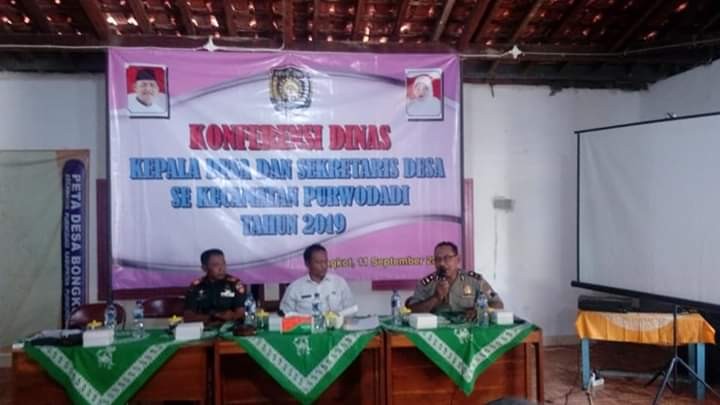 Konferensi Dinas Kepala Desa dan Sekretaris Desa Se- Kecamatan Purwodadi di Balai Desa Bongkot