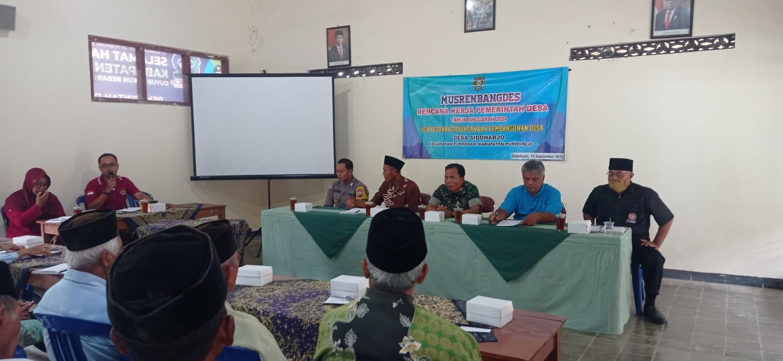 Musyawarah Perencanaan Pembangunan Desa Penyusunan RKPDES Tahun Anggaran  2024 di Balai Desa Sidoharjo Kecamatan Purwodadi