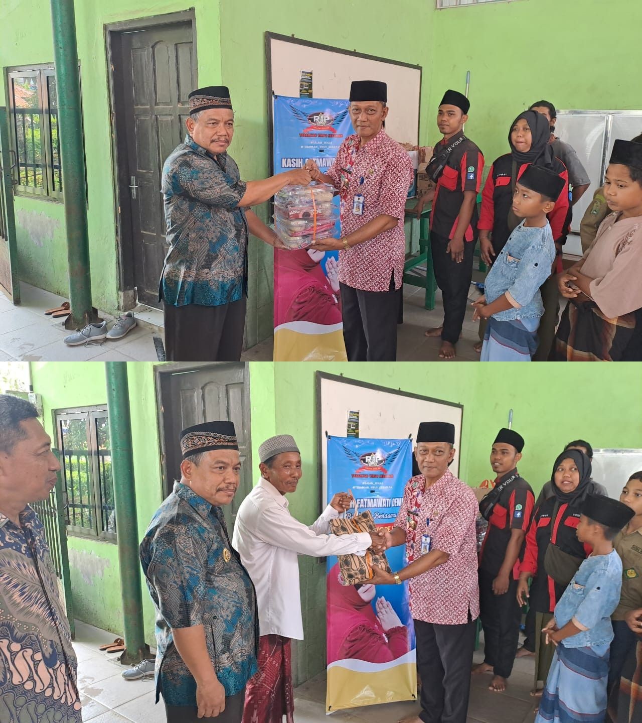 Pelaksanaan Kegiatan Sosial BERBAGI BERSAMA Komunitas Kasih Fatmawati Dewi Purworejo,Camat Purwodadi hadir