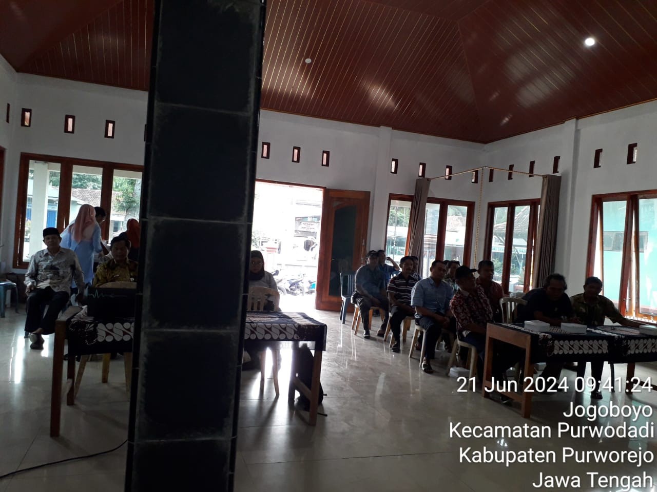 Sosialisasi pekerjaan kontruksi rehabilitasi jaringan irigasi DIR Jogoboyo (DAK) 2024 di Balai Desa Jogoboyo