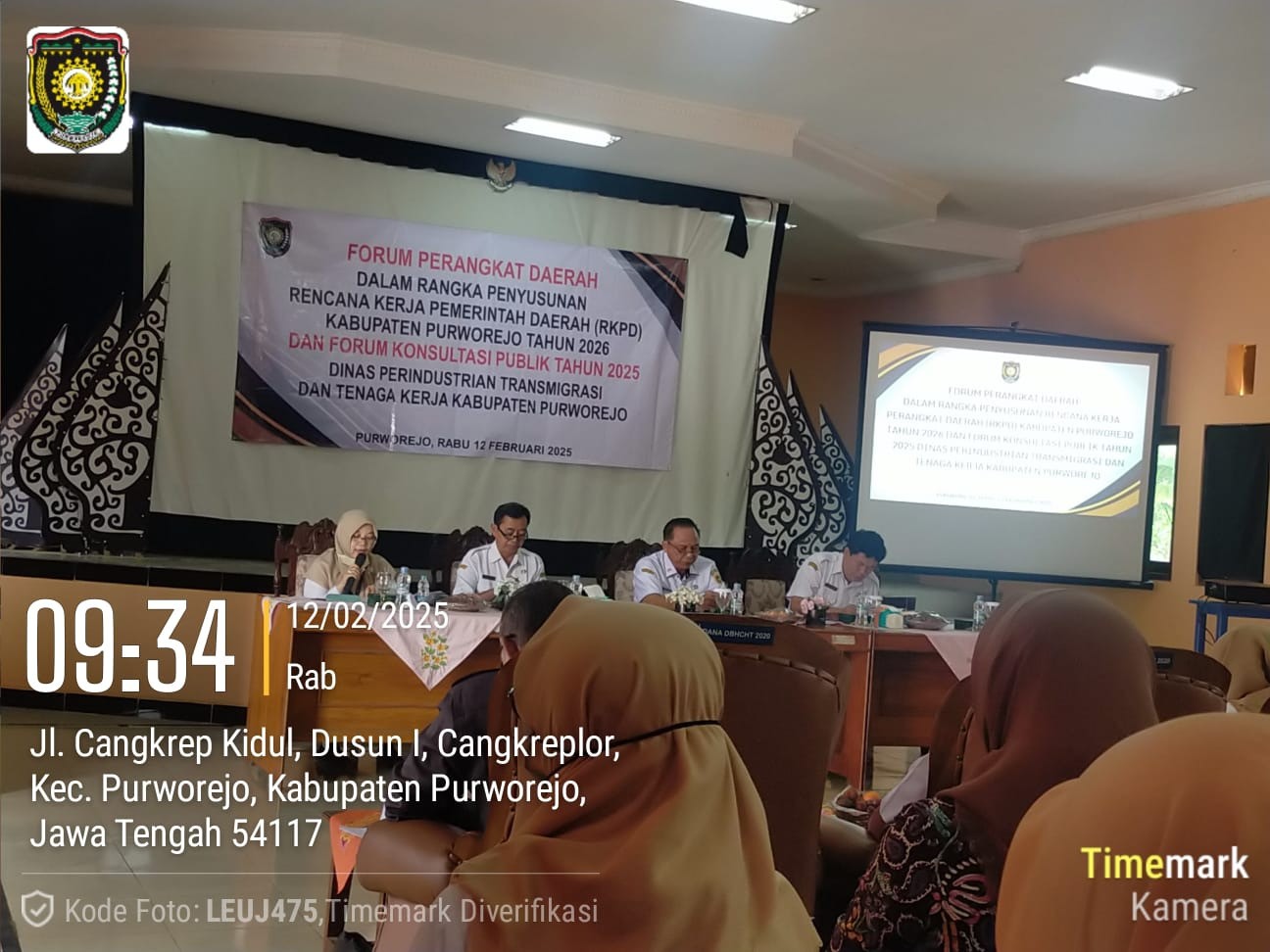 Kasi Pembangunan Kecamatan Purwodadi menghadiri Forum Perangkat Daerah DinperinTransnaker Kab.Purworejo Tahun 2025