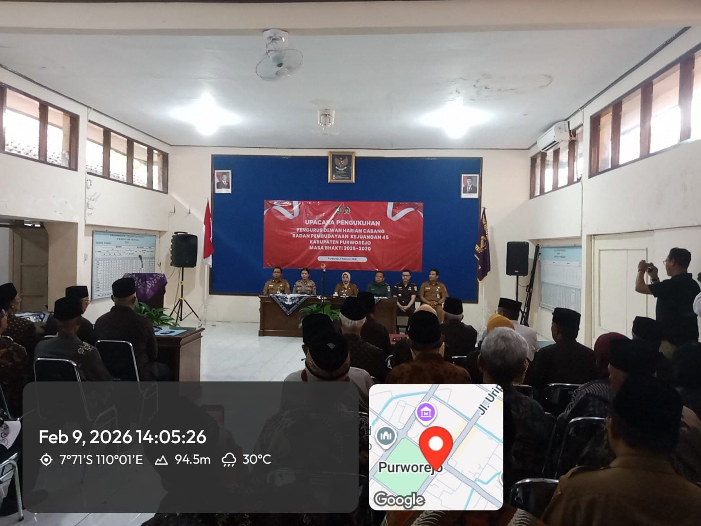 Pengukuhan Pengurus Dewan Harian Cabang (DHC) Badan Pembudayaan Kejuangan 45 (BPK 45) Kabupaten Purworejo,Kasi Pemberdayaan Masyarakat hadir