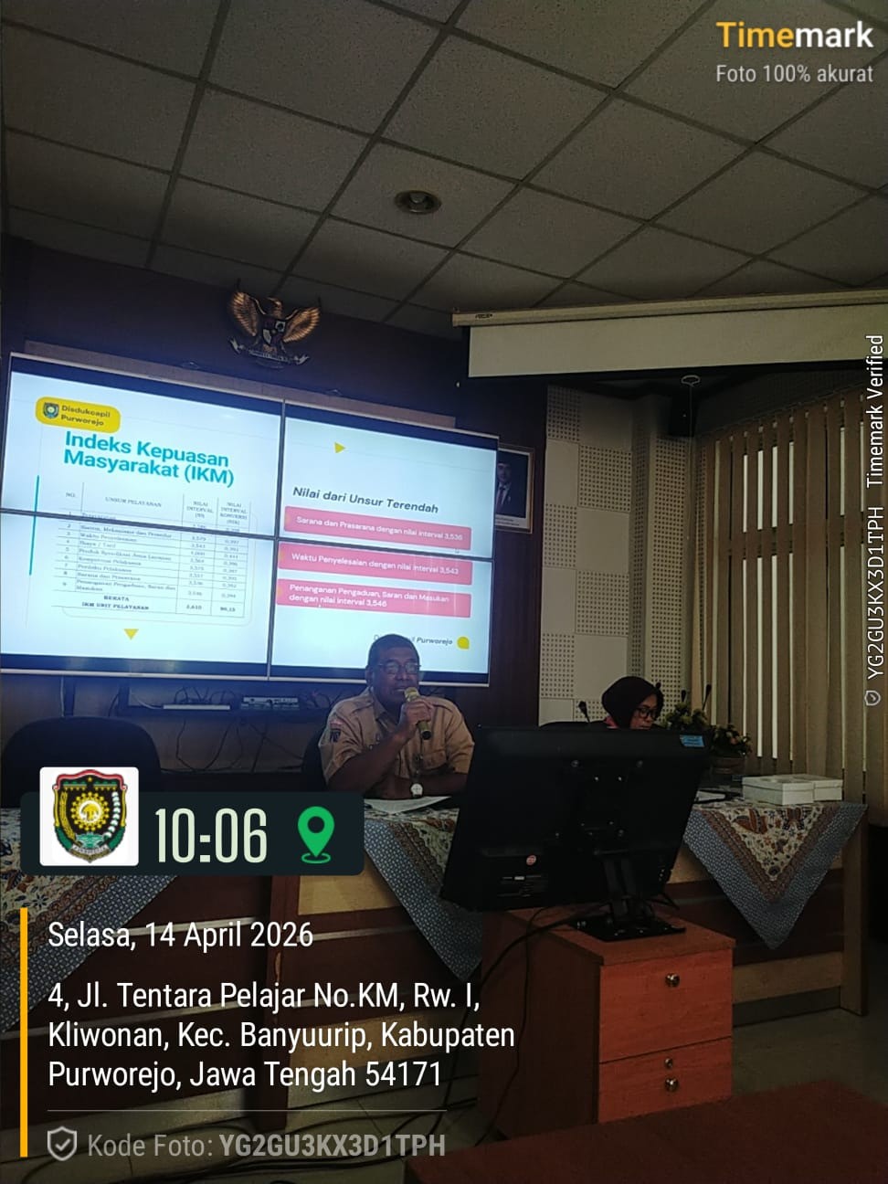 Kasi Pembangunan Kecamatan Purwodadi menghadiri kegiatan Forum Konsultasi Publik Dindukcapil Purworejo