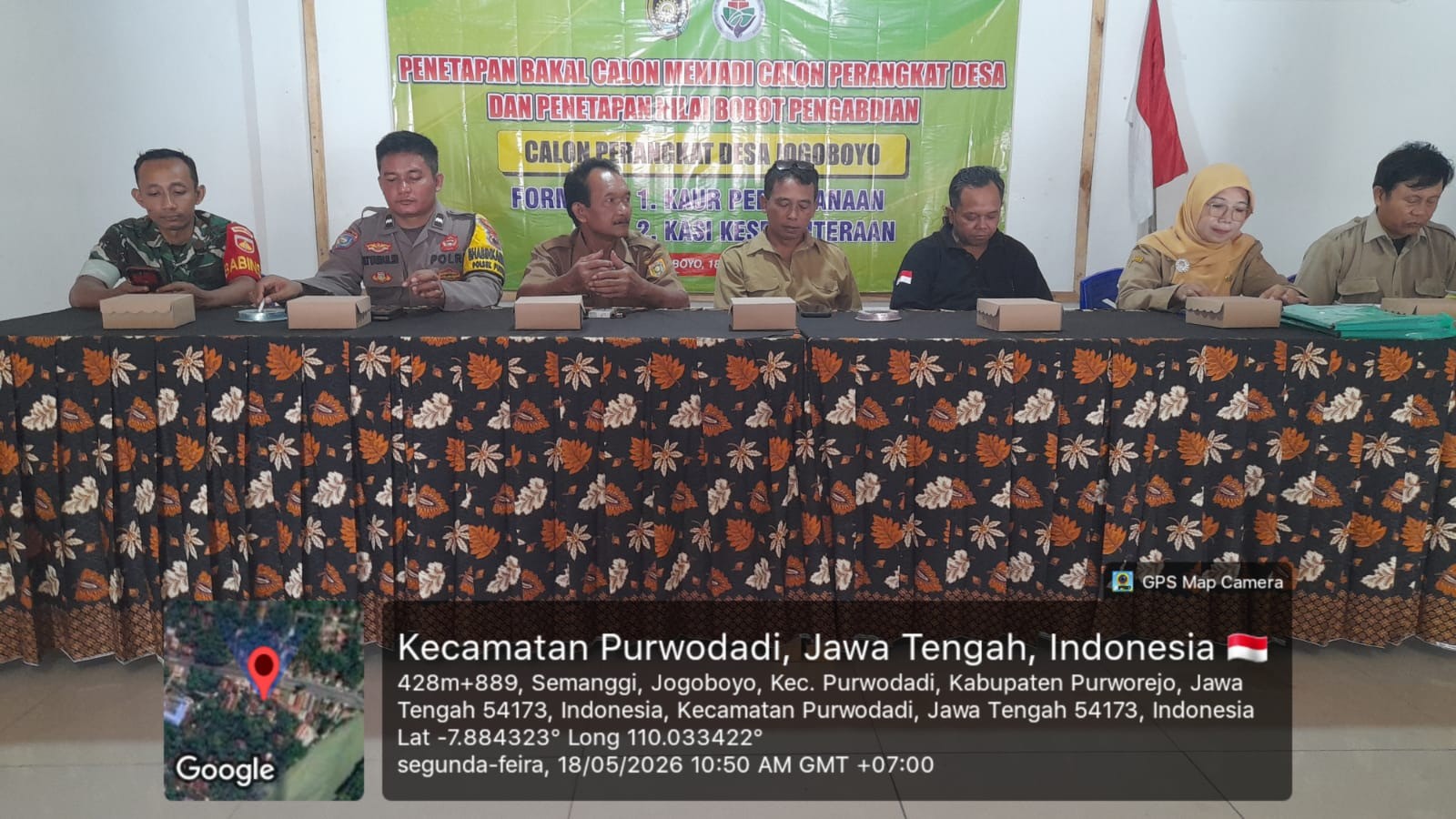 Kegiatan Penetapan dan Penentuan Nilai Bobot Pengabdian Calon Perangkat Desa Jogoboyo, TPPPD Kecamatan Purwodadi Monitor